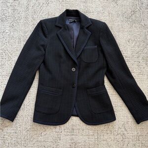 Peace of Cloth Navy-Black Textured Blazer